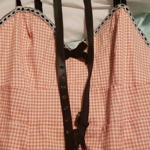 Unique Vintage Peach Gingham Lilli Dress.